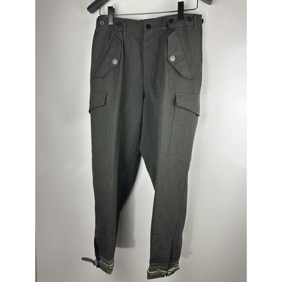 Vintage 1968 Swedish Wool Cargo Pants Military Gray C48 Button Fly Men's 32 x 30 - Picture 3 of 16